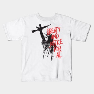 Pro Liberty and Justice For All - Second Amendment 2A Lady Liberty With Raised Firearm Kids T-Shirt